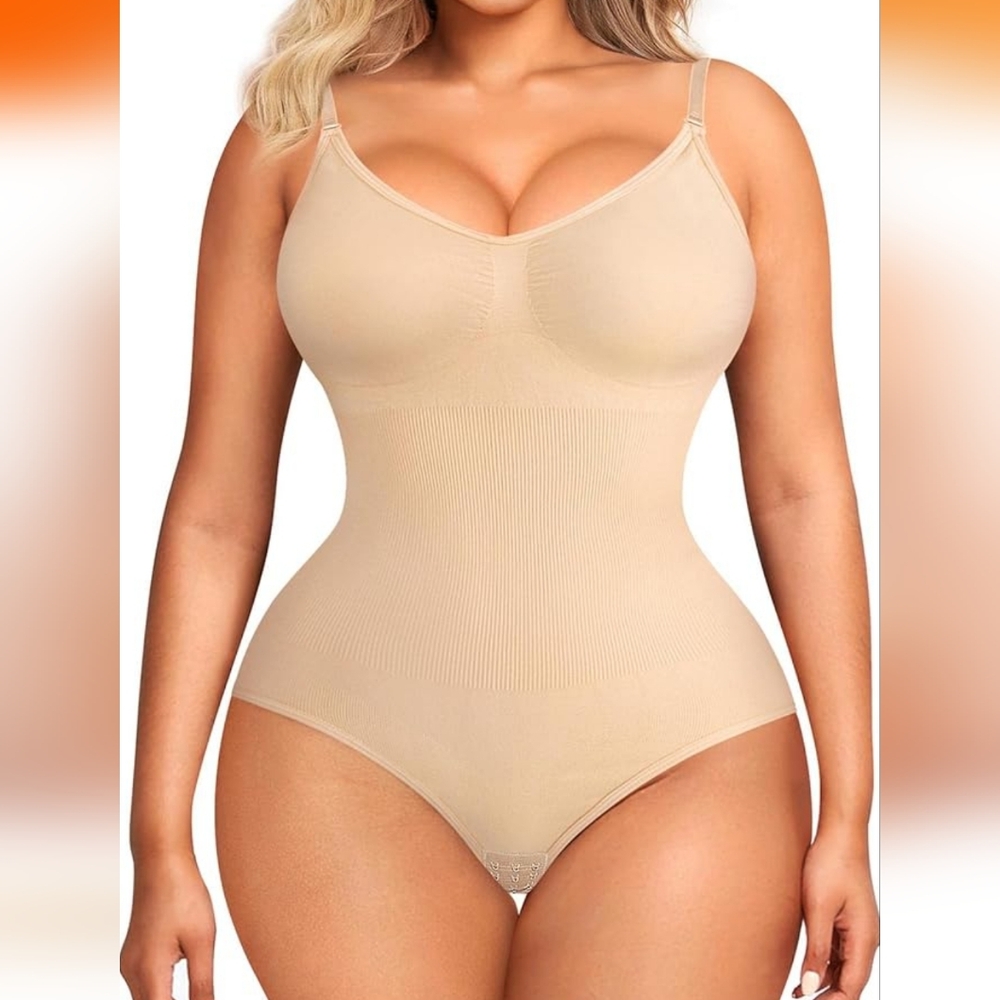 BRABIC Womens' Seamless Sleeveless V-Neck Bodysuit Shapewear Tummy Control